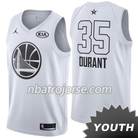 Barn Golden State Warriors Tröja Kevin Durant 35 2018 All Star Jordan Brand Vit Swingman